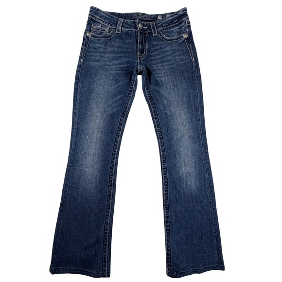 Miss Me Denim - Miss Me JPS5152 Bootcut Jeans Medium Dark Wash Rhinestone Embellished Size 29 31